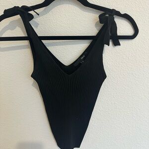 Black Ribbed Tie-Strap Tank